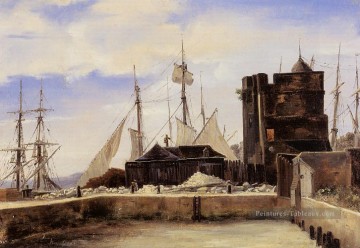  Quai Art - Honfleur Le vieux quai plein air romantisme Jean Baptiste Camille Corot